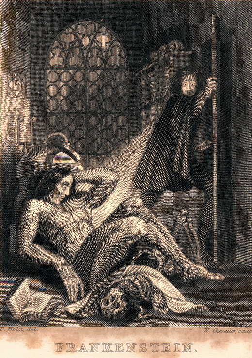 Capa de 1831 do livro "Frankenstein: ou o Moderno Prometeu", de Mary Shelley