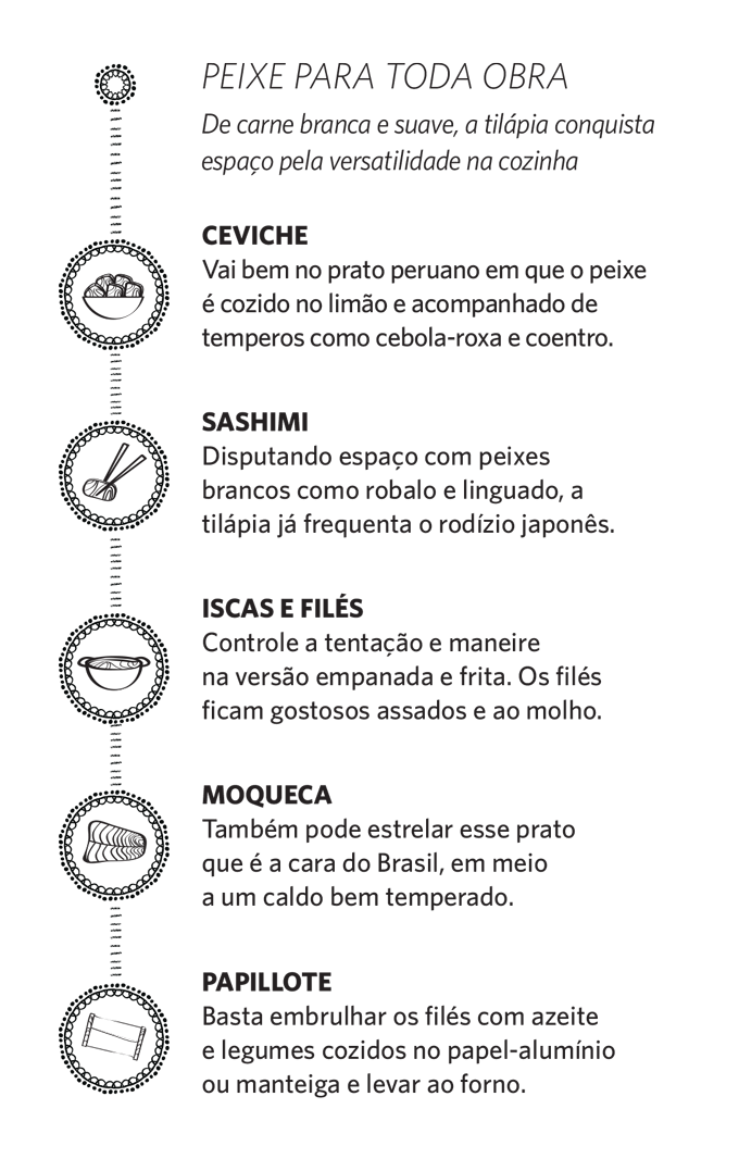 dicas tilápia alimentação comida ceviche sashimi moqueca