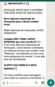 Dipirona importada da Venezuela tem vírus mortal? É fake!