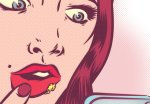 herpes labial - ilustração de mulher com herpes nos lábios
