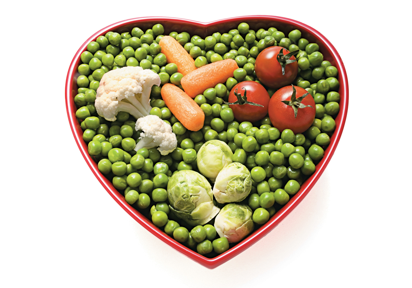 foto de prato de legumes e verduras em formato de coração