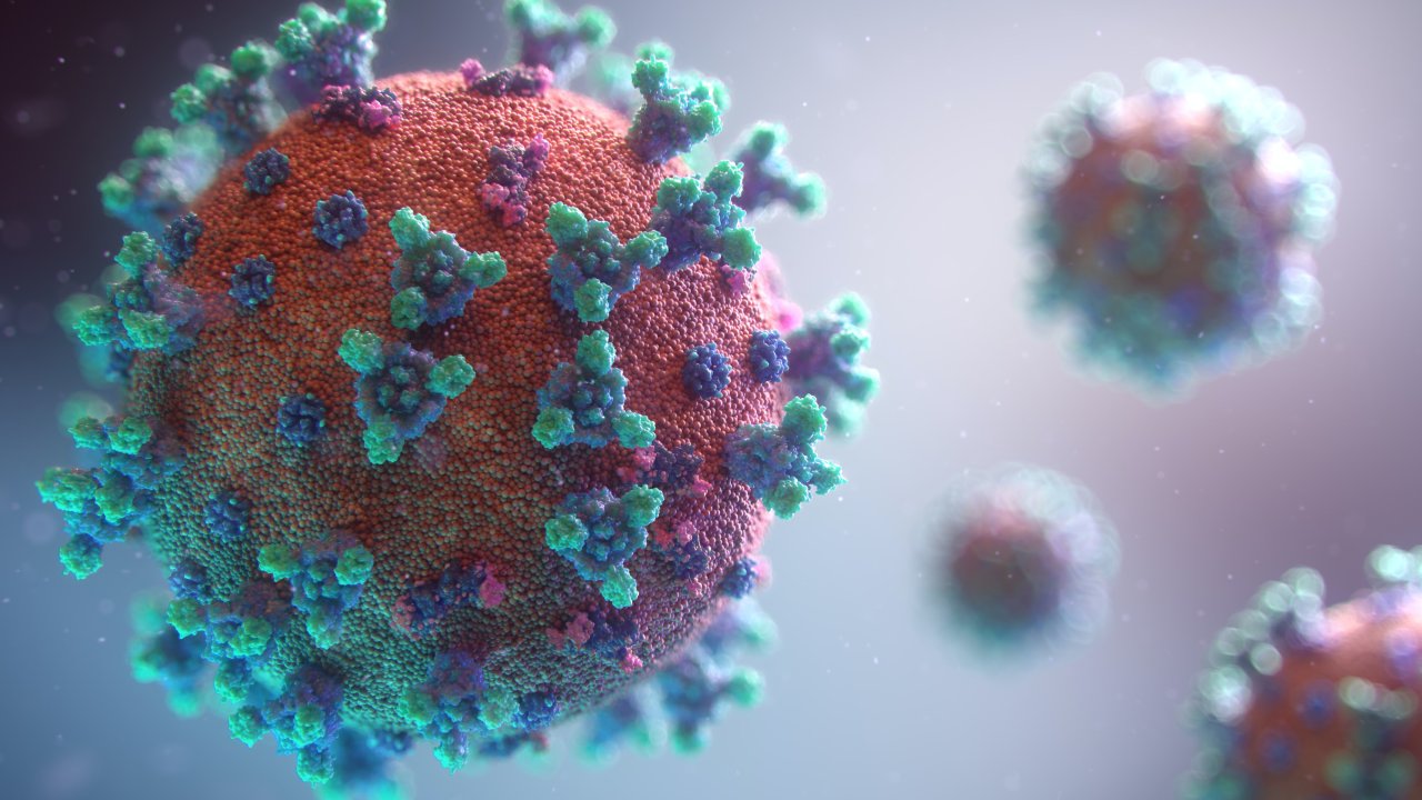 Representação em 3D do coronavírus.