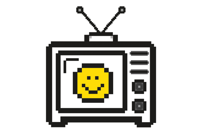 ilustração de carinha sorridente dentro de uma tv