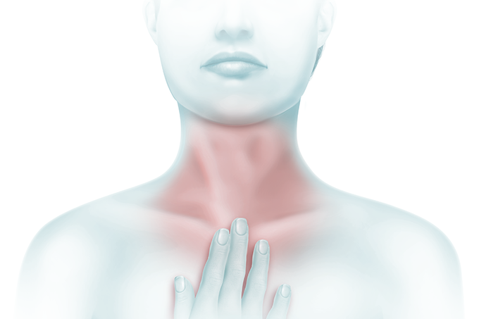 ilustração de mulher com dor de garganta