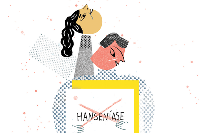 ilustração de pessoas afetadas pela hanseníase