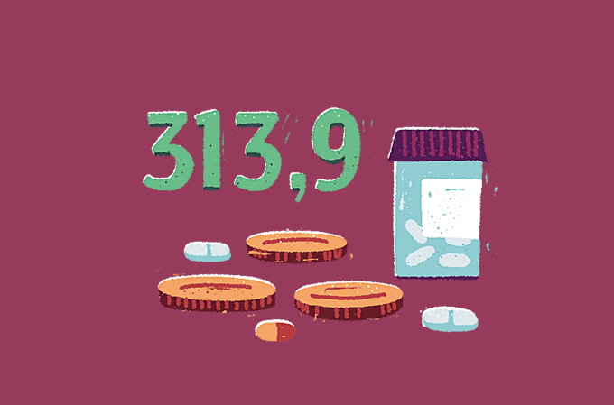 ilustração de números com remédios