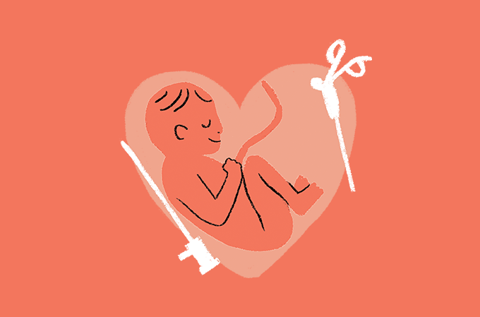 ilustração de bebê no útero