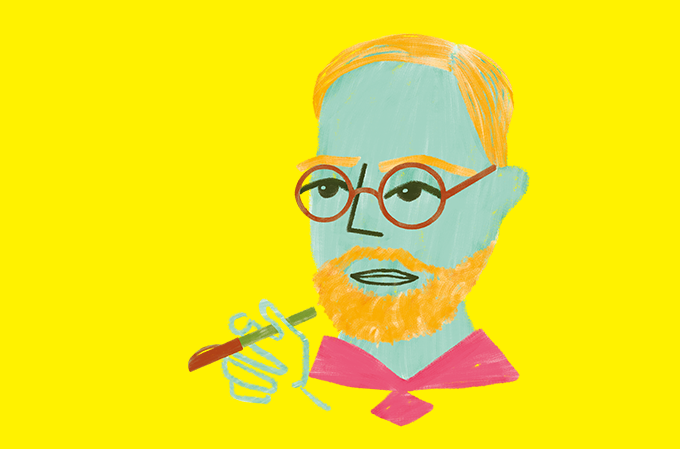 caricatura de freud fumando charuto