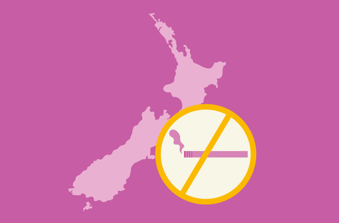 mapa da nova zelândia com símbolo de é proibido fumar