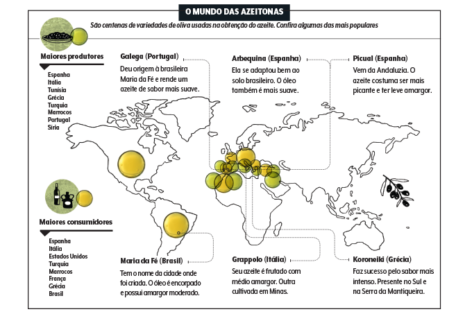 mapa-múndi com principais azeitonas