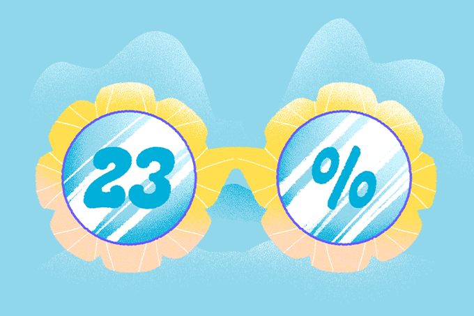 ilustração de óculos com número 23%