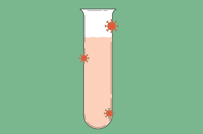ilustração de tubo de ensaio com sangue e virus
