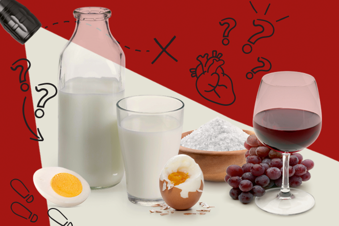 foto de produtos controversos na alimentação, como leite, ovo, farinha