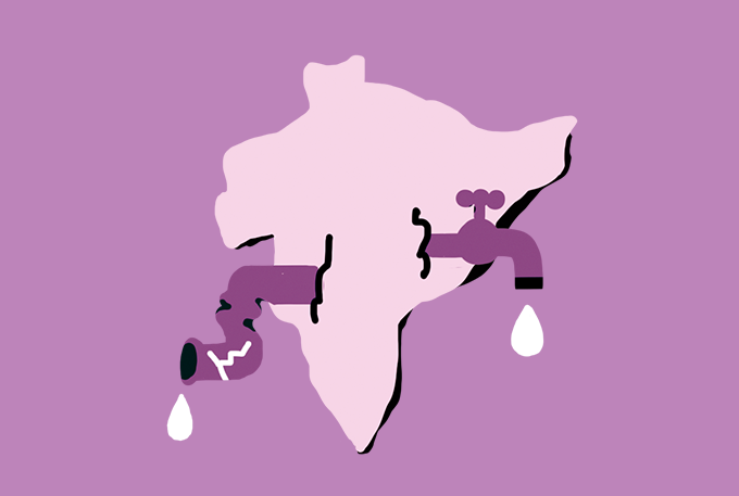ilustração mapa da índia com torneiras